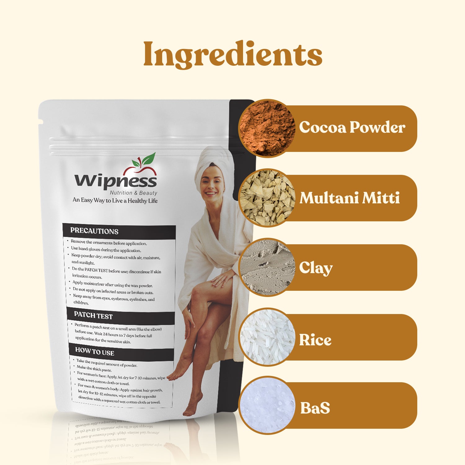 100% Natural Chocolate Facial Hair Removal Powder - 100GM
