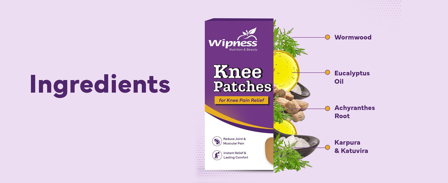 100% Natural Knee Patches for Instant Pain Relief - Pack of 1 - 10 Patches