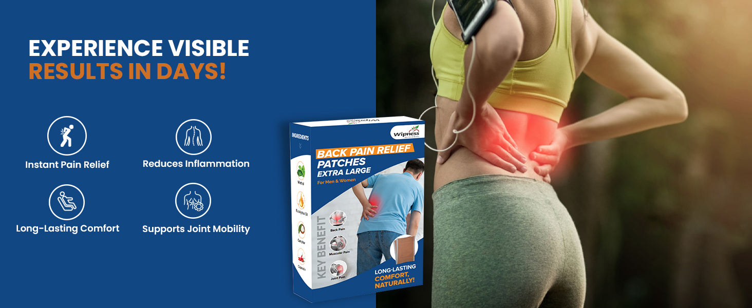 100% Natural Back Pain Patches for Pain Relief - Pack of 5 Strips