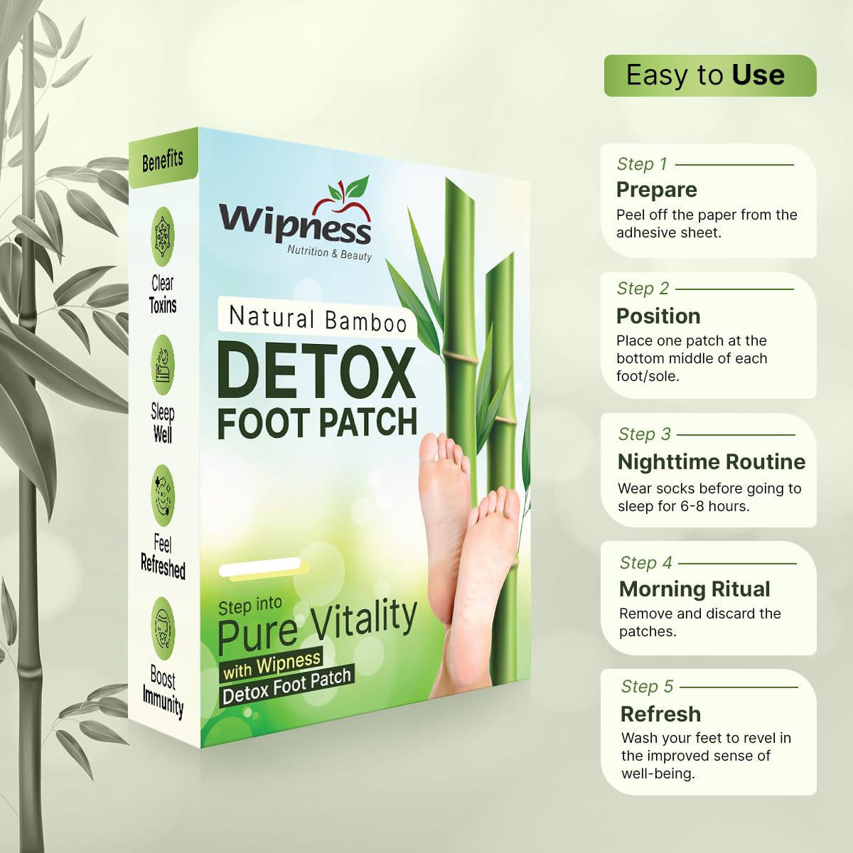 Wipness Natural Foot Detox Patches – Stress Relief & Sleep 10 Patches
