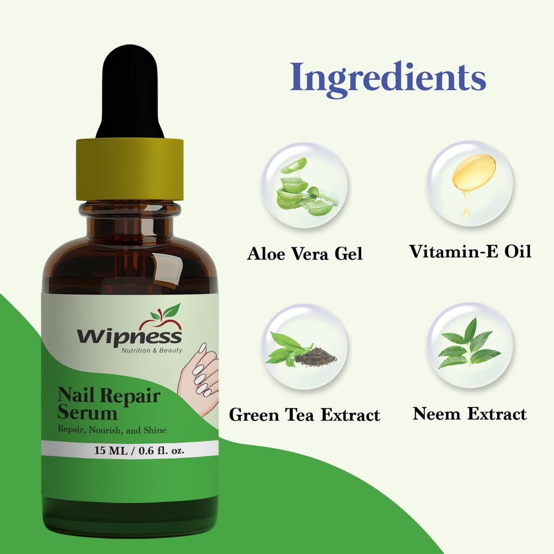 Wipness Nail Repair Serum – Aloe Vera, Vitamin E & Neem Extract