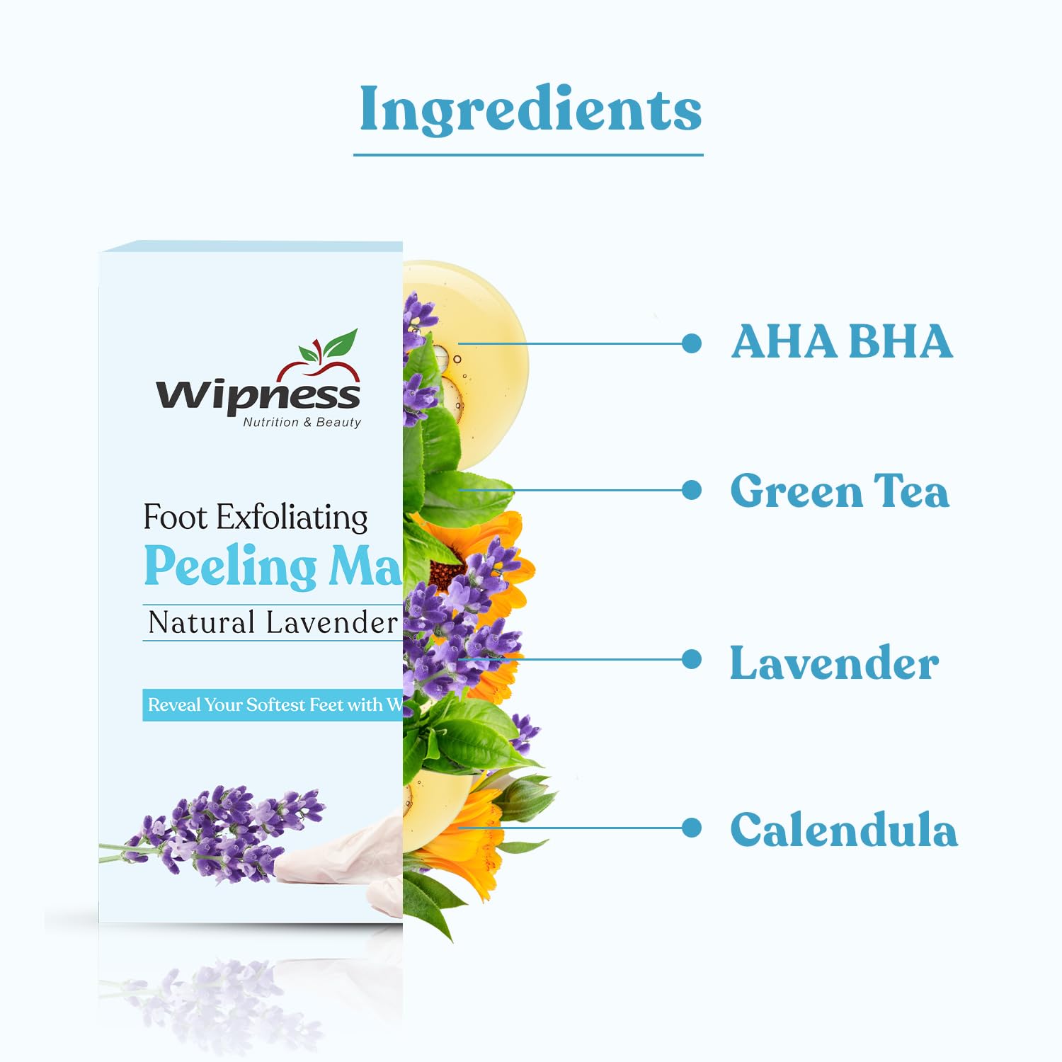 Wipness Natural Foot Peeling Mask Baby Soft Feet, Removes Dead Skin & Calluses