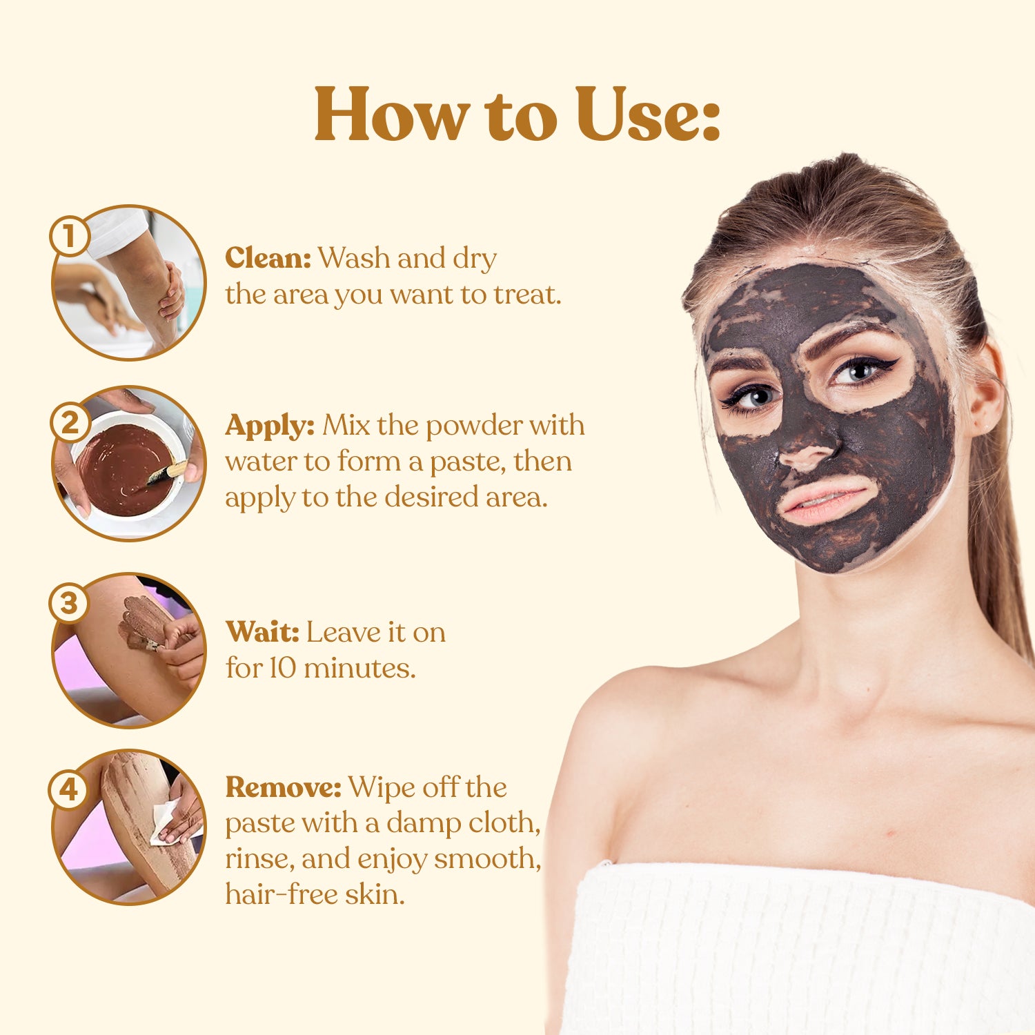 100% Natural Chocolate Facial Hair Removal Powder - 100GM