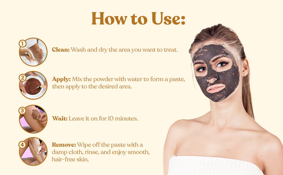 100% Natural Chocolate Facial Hair Removal Powder - 100GM