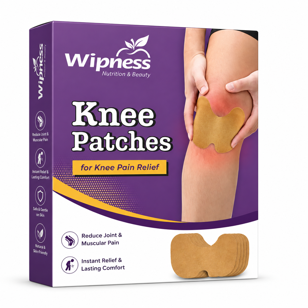 100% Natural Knee Patches for Instant Pain Relief - Pack of 1 - 10 Patches