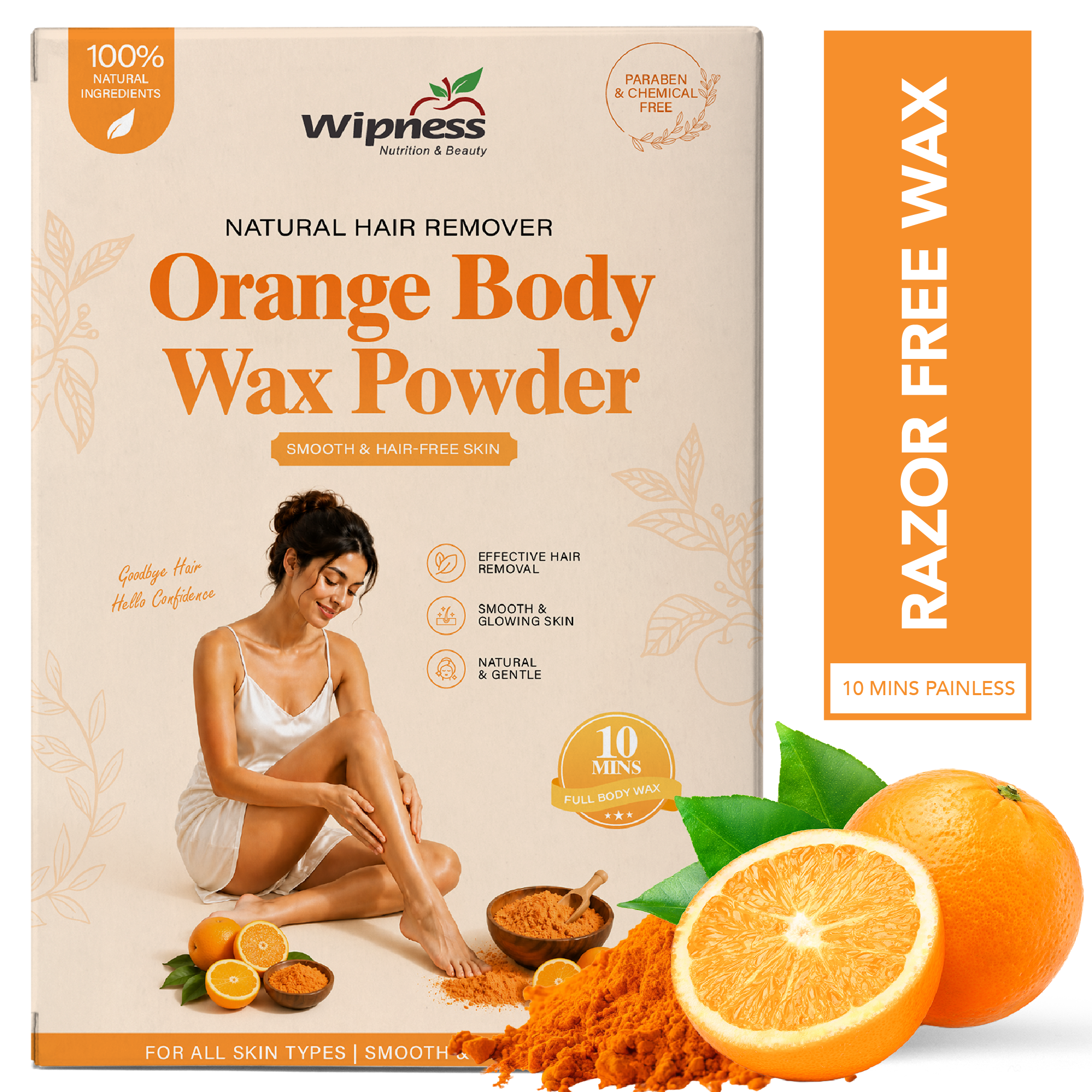 Natural Orange Hair Removal Wax Powder for Women & Men (100GM)