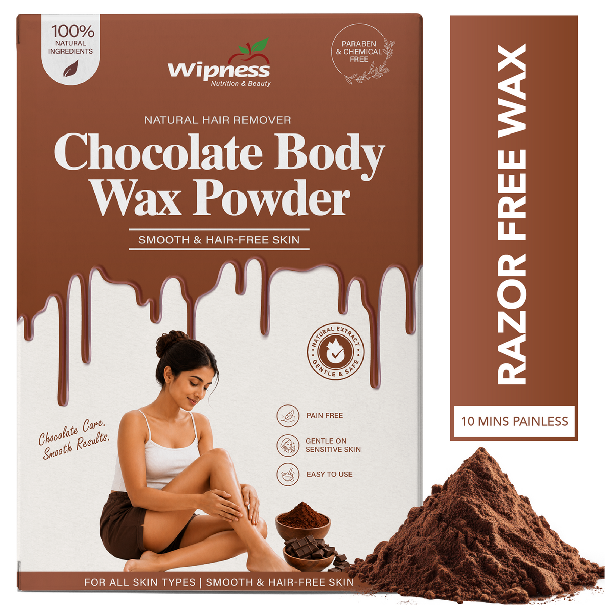 Natural Chocolate Facial Hair Removal Powder for Women & Men (100GM)