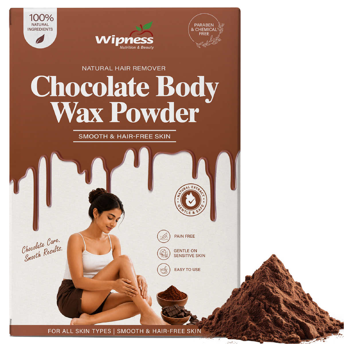 Natural Chocolate Facial Hair Removal Powder for Women & Men (100GM)