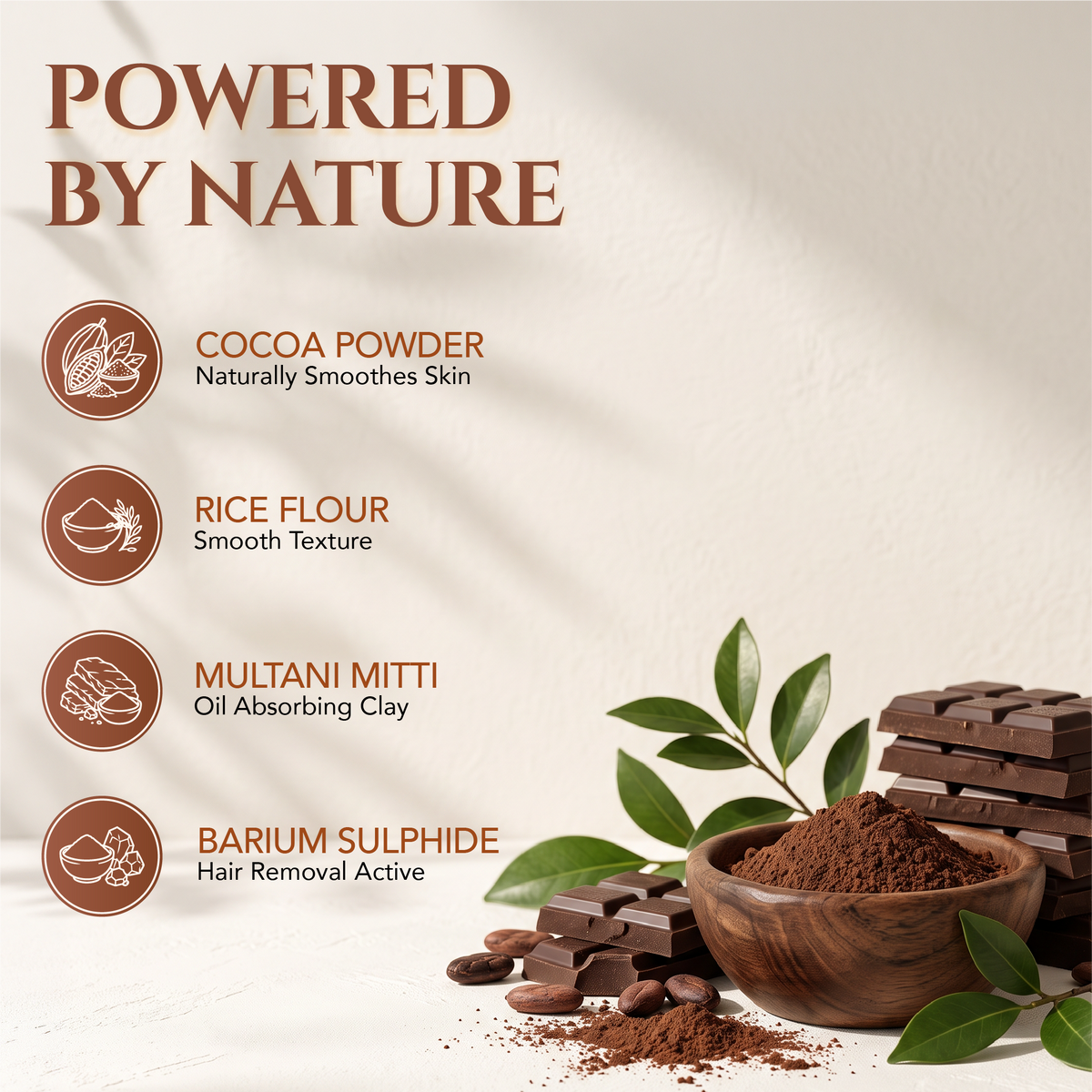 Natural Chocolate Facial Hair Removal Powder for Women & Men (100GM)