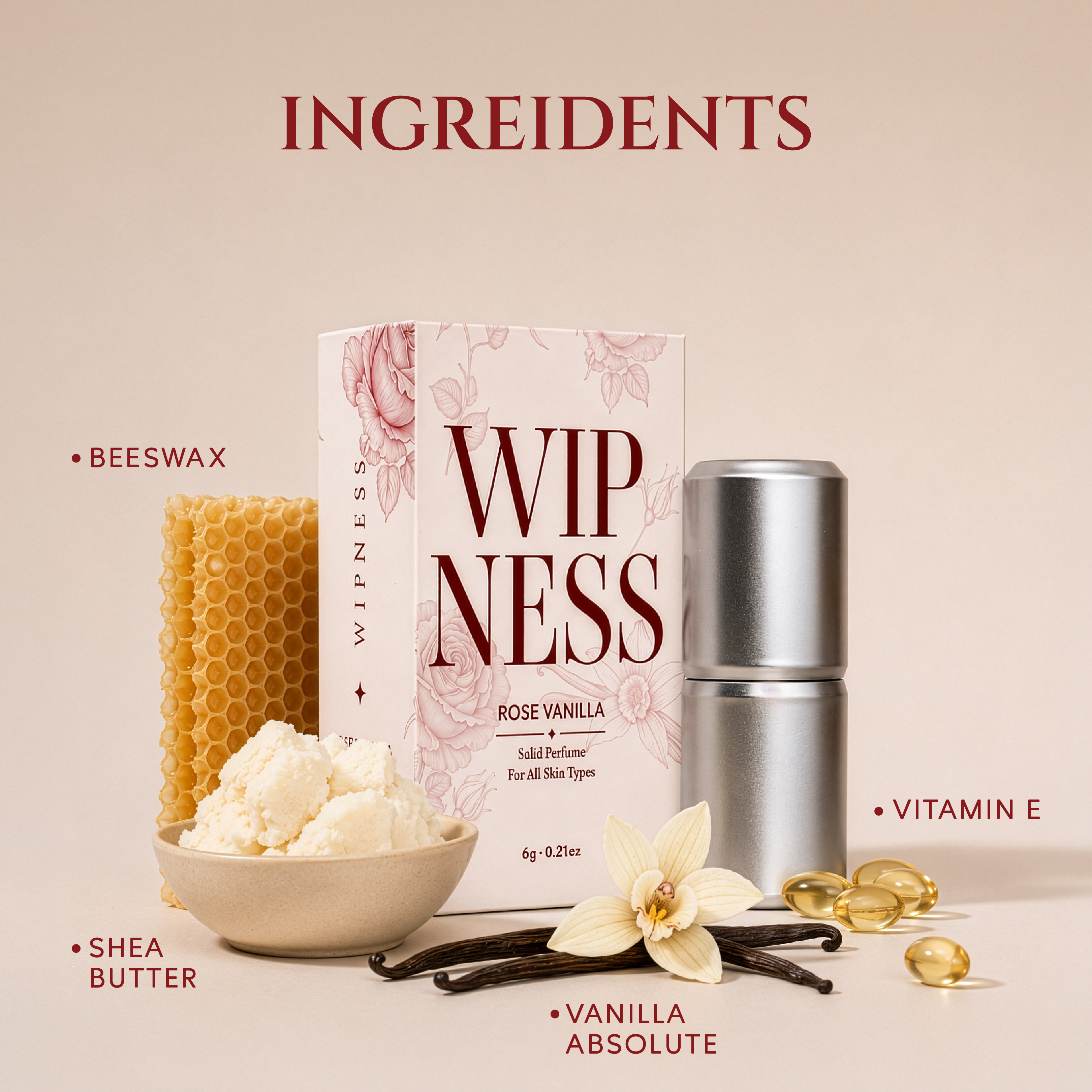 Wipness Rose Vanilla Solid Perfume – Long-Lasting Pocket Fragrance for Everyday Use
