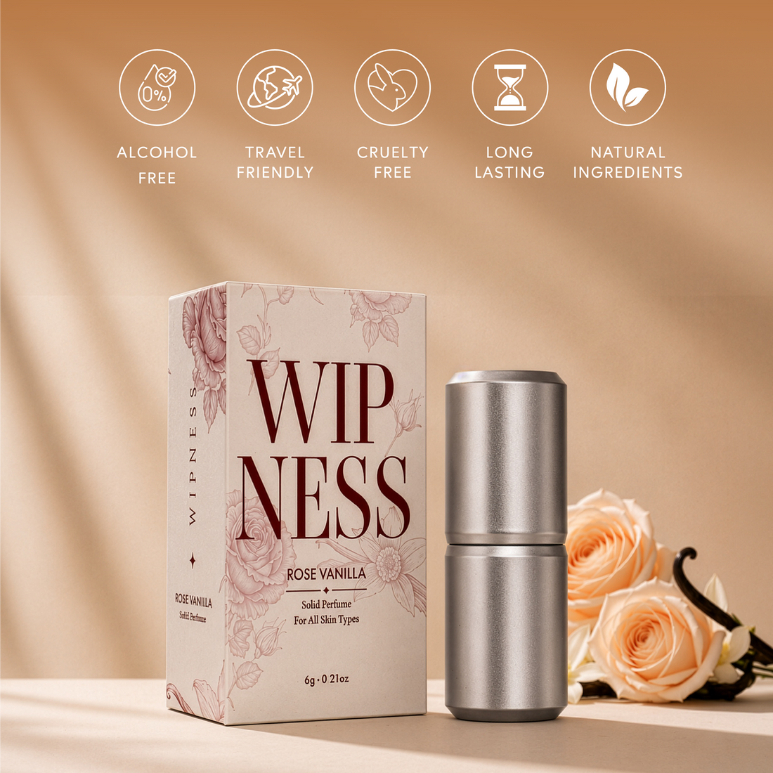 Wipness Rose Vanilla Solid Perfume – Long-Lasting Pocket Fragrance for Everyday Use