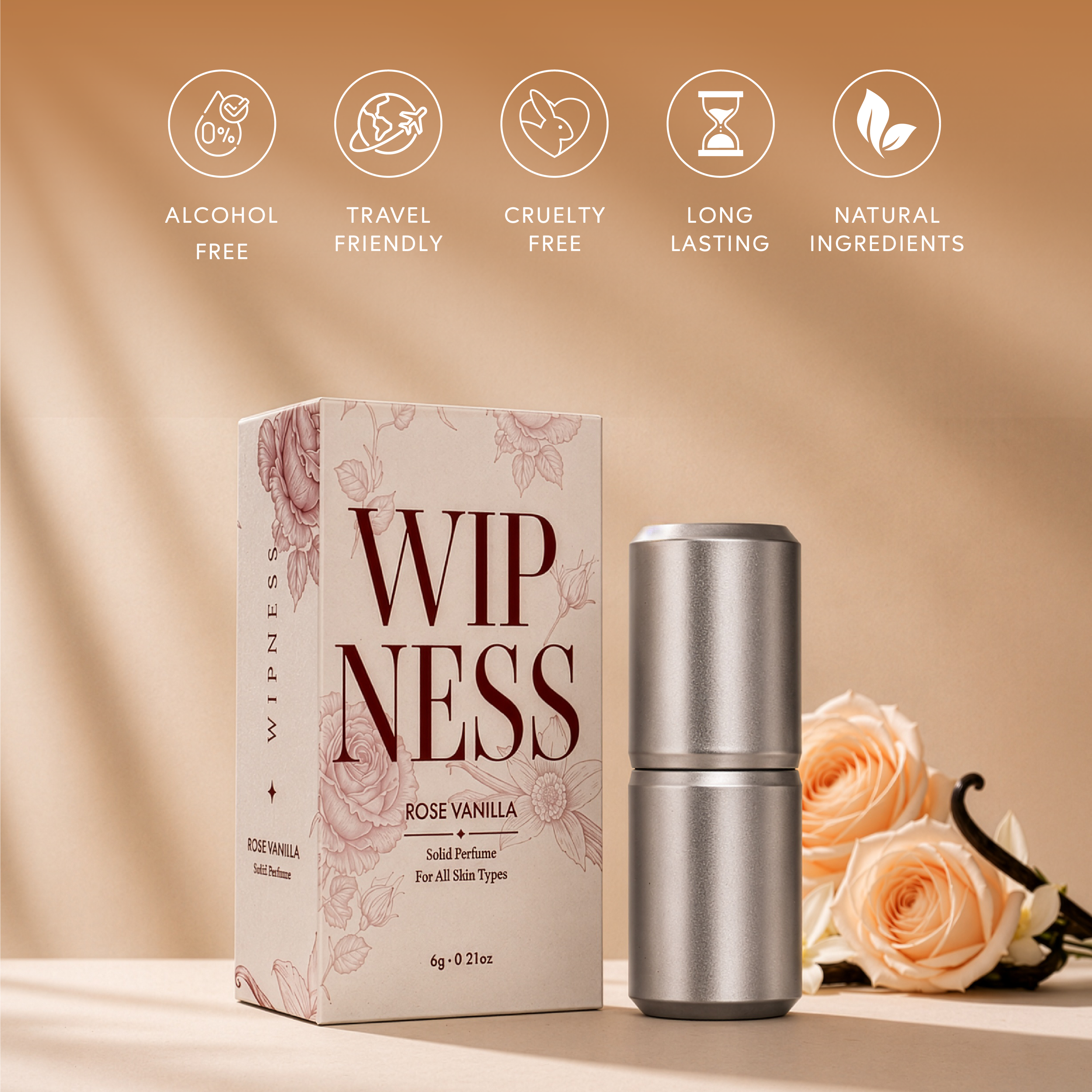 Wipness Rose Vanilla Solid Perfume – Long-Lasting Pocket Fragrance for Everyday Use