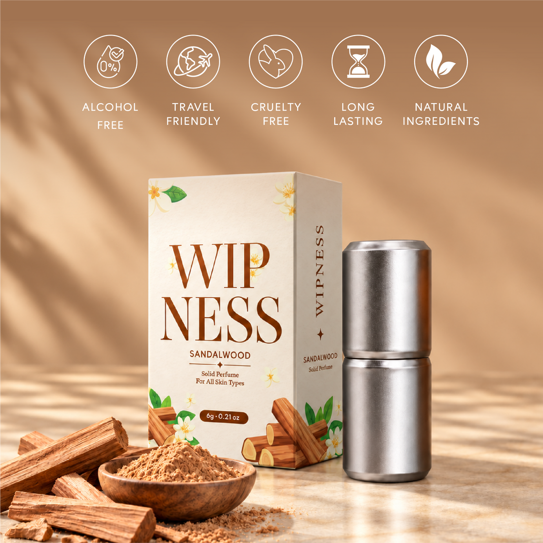 Wipness Sandalwood Solid Perfume—A Refined, Warm & Woody Fragrance for Everyday Elegance