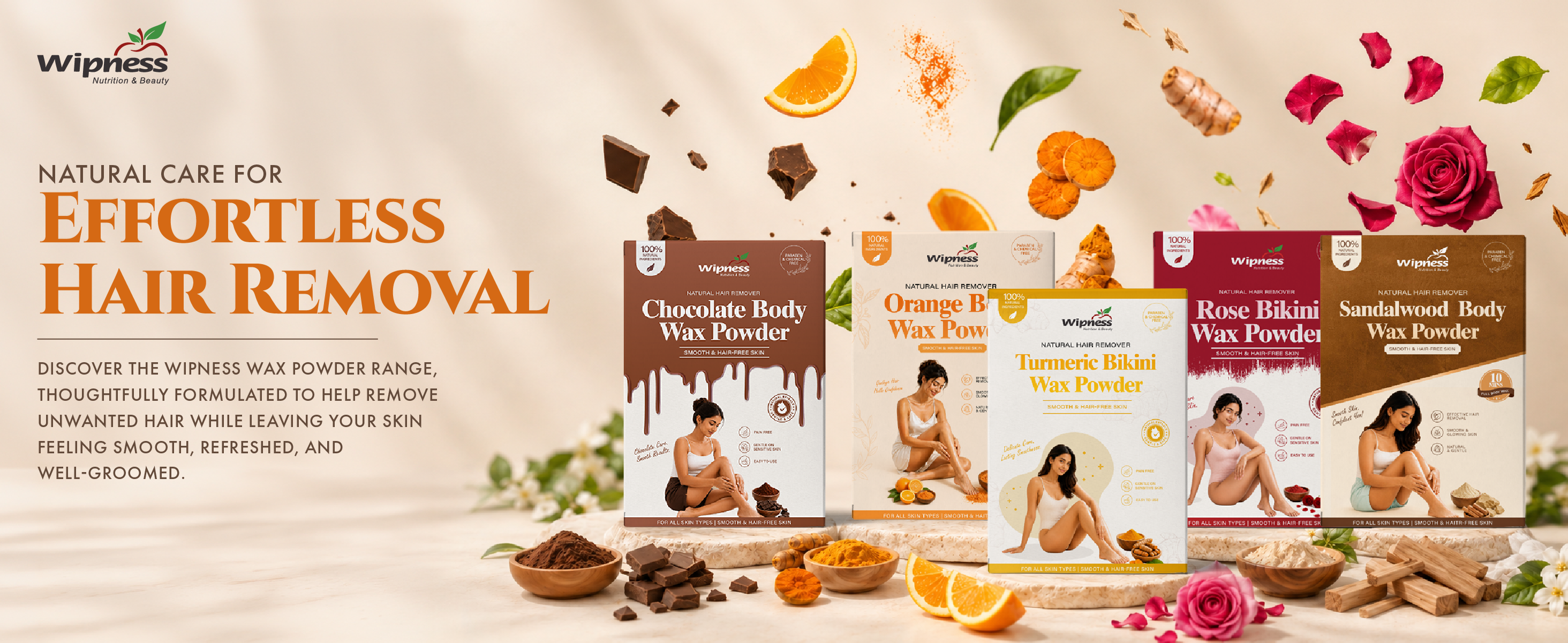 Natural Orange Hair Removal Wax Powder for Women & Men (100GM)