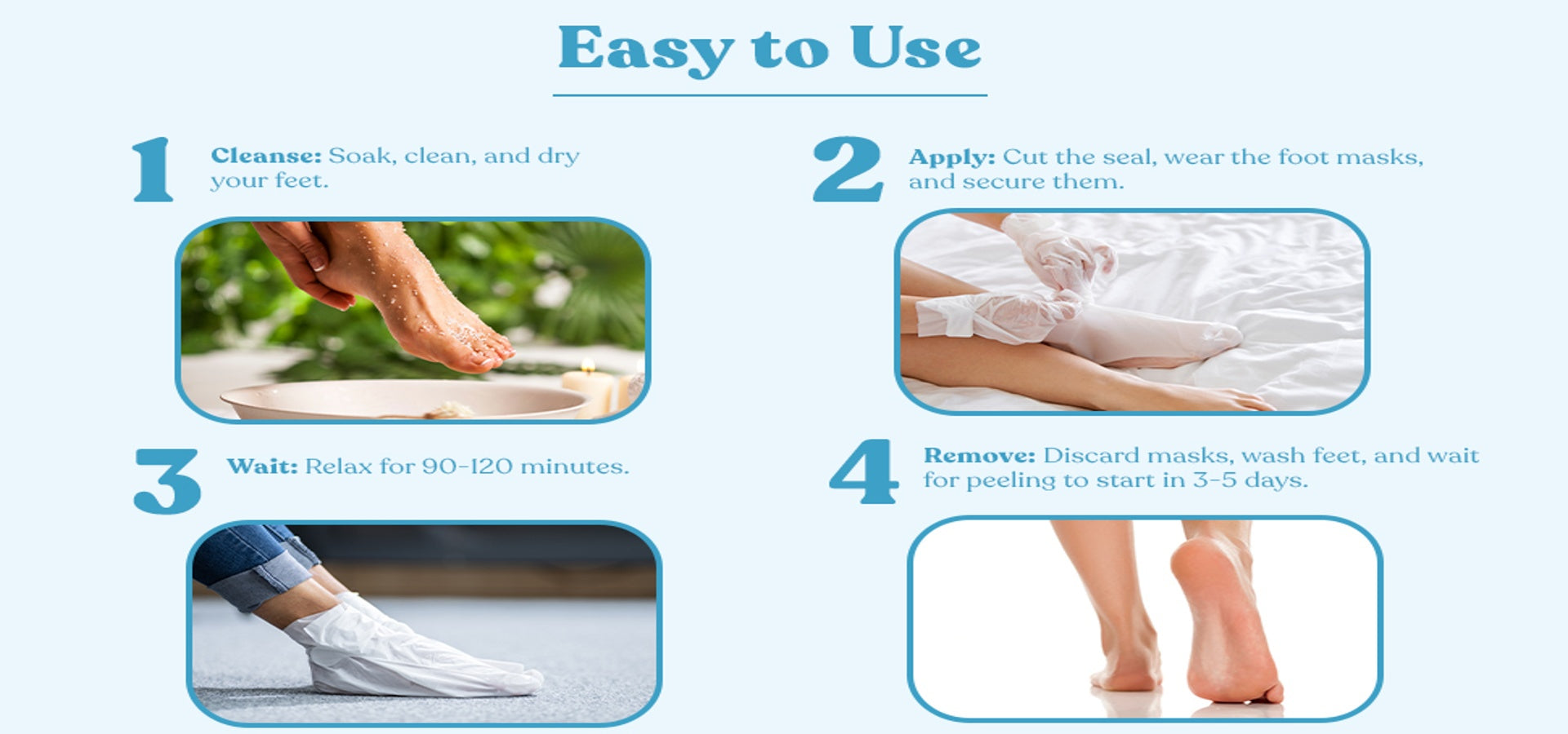 100% Natural Foot Peeling Mask Baby Soft Feet, Removes Dead Skin & Calluses